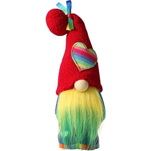 Promotion! Love Heart Rainbow Gnome Dwarf Doll Top Hat Plush Doll Faceless Elf Toy Gnomes Gonk Ornaments for Home Decoration
