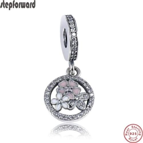 DIY New Collection High Quality Beautiful DIY Enamel 925 Sterling Silver Flower Pendant Charm for Bracelet