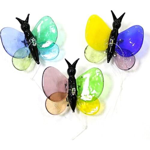 Murano Glass Insect Animal Figurine Pendant Cute Vivid Dragonfly Butterfly Craft Ornaments Home Garden Hanging Decor Accessories