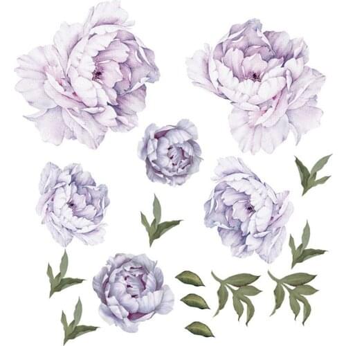 Purple Peony Flowers Wall Stickers for Kids Room Living Room Bedroom Home Decoration Wall Decal