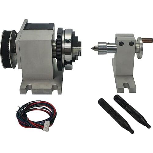 CNC tailstock Rotary Axis 4th Axis with Chuck 65mm for woodworking engraving machine for CNC Router Engraver Milling Machine