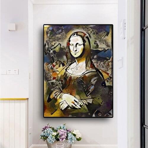 Graffiti Figure Painting Print Mona Lisa CanvasPainting Oil PaintingWall Picture PosterModern Wall Art in Livingroom Home Decor