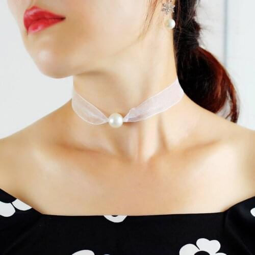 Elegant Bridal Neck Strap Lace Pearl Pendant Neckwear for Wedding Travel Studio Photo Daily Life JL009
