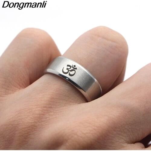 M1284 DMLSKY Om Symbol,Buddhism, Zen Art Ring Stainless Steel Jewelry India Om Yoga Motor Biker Rings Gift For Man Women