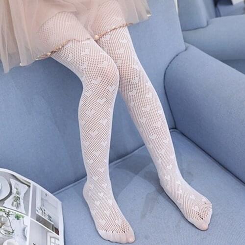 Spring Summer Autumn Mesh Thin Baby Girls Pantyhose Kids Princess Tights Children Stockings White Black Gray Love Soft Hosiery