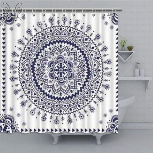 Beautiful Indian Floral Bathroom Curtain Colorful Waterproof Polyester Fabric Bath Shower Curtain Bathtub Bathing Cover Shower