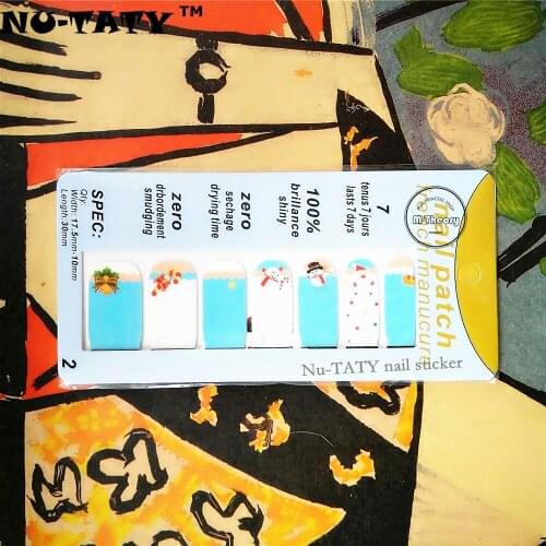 Nu-TATY Xmas Winter Snowman Nail Sticker 14 pcs/set Waterproof Nail Decals Art Stickers Gel Polish Manicure Foils Beauty Makeup