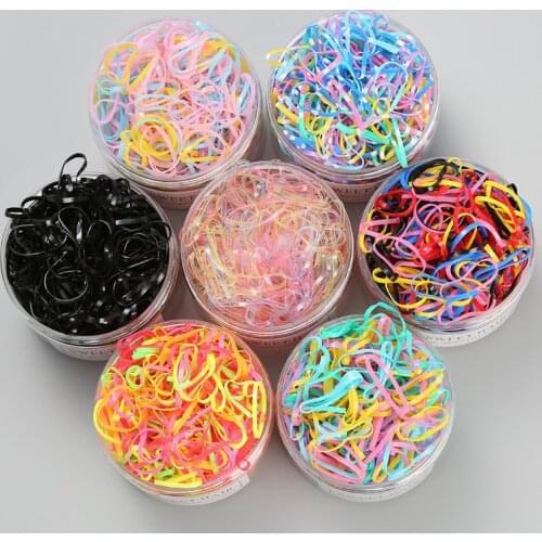 About 500pcs/Box New Child Baby Thicken TPU Hair Rubber Band Elastics Girls Ponytail Holder Rubber Bands Hair Accessories 2.2cm