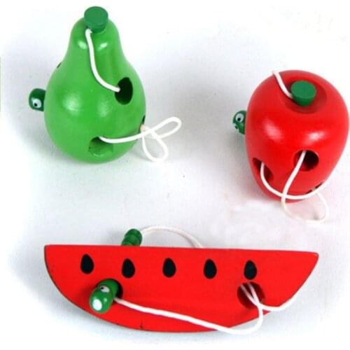 New Montessori Toys Fun Wooden Toy Worm Eat Fruit Apple pear cheese Early Learning Teaching Aid Baby Kids Educational Toy Gifts