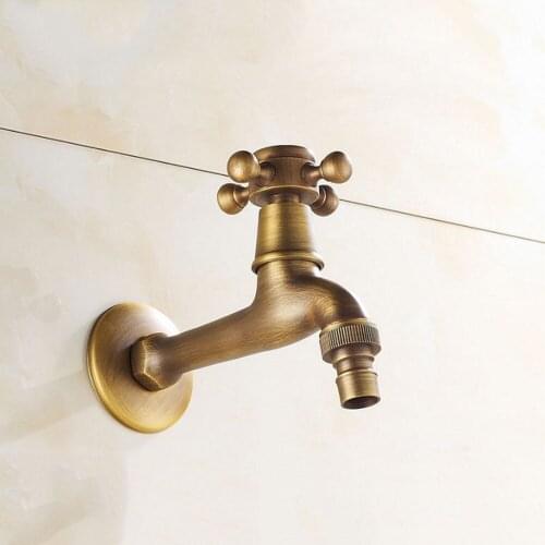Retro Brass Faucet Dual Purpose Bathroom Single Cold Washing Machine Mop Pool Faucet Dual-purpose Kitchen Garden Faucets