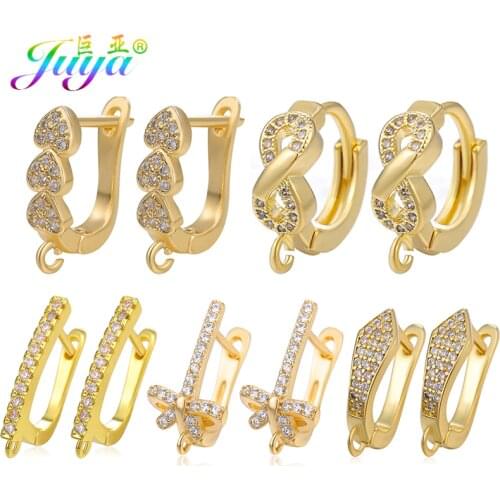 Juya DIY Earrings Making Supplies Gold/Silver Color Creative Fastener Basic Earring Hooks For Women Fashion Dangl Earring Making
