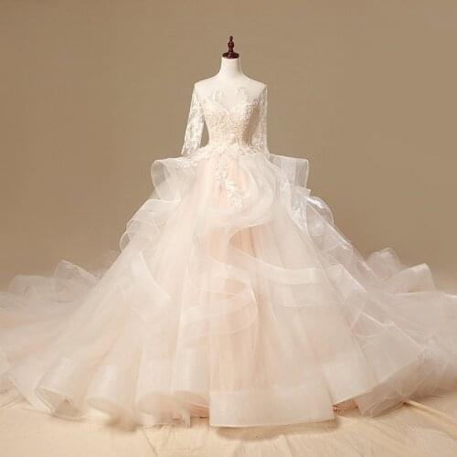 Wedding Dress 2020 New Gryffon Half Sleeve Wedding Gown With 1.5m Train Princess Luxury Lace Robe De Mariee Vestido De Noiva