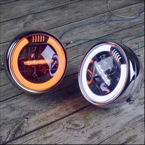 6.5" Inch Retro Motorcycle Headlight Headlamp Head faring LED Daytime Running light For SUZUKI GN CHOPPER Cafe Racer Bobber