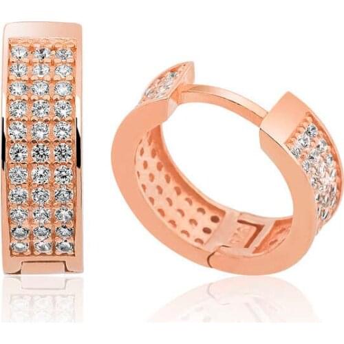 Tevuli 925 Sterling Silver Rose Row Stone Ring Earrings