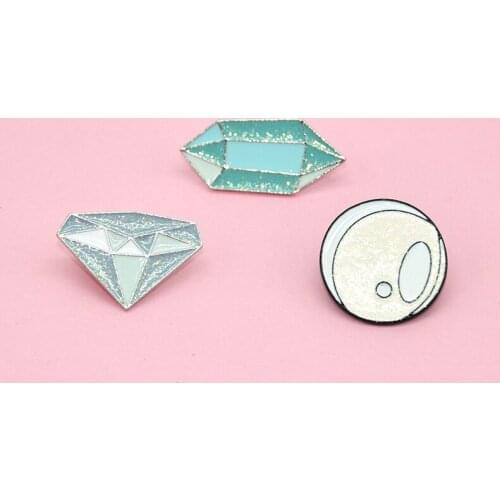 Three Styles Diamond Enamel Pin Crystal Stone Badge Brooch Denim Clothes Lapel Brooch Fashion Jewerley Gift For Friends Girls
