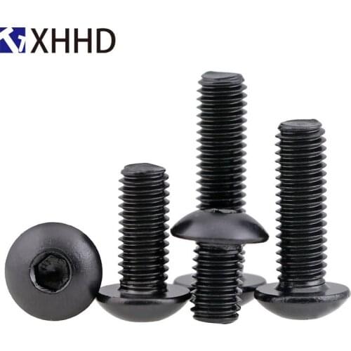 Hex Button Head Socket Cap Screw Metric Thread Round Head Allen Mushroom Hexagon Machine Bolt Black 10.9 Grade M2 M2.5 M3 M4