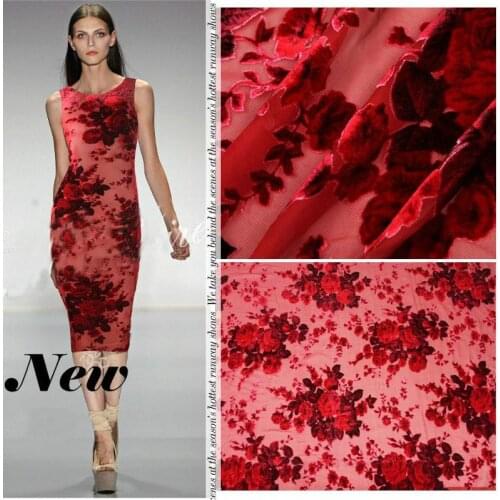 Vintage rose red velvet fabric high - end mulberry silk velvet scarf cheongsam skirt fabrics wholesale high quality silk cloth