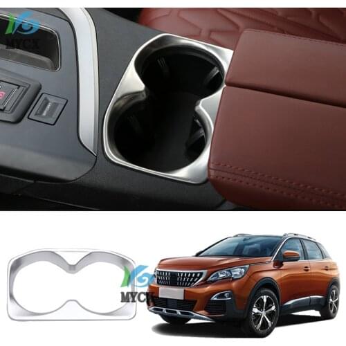 Interior Cup Holder For Peugeot 4008 5008 3008 GT 2017 2018 Matte Chrome Trim Cover Styling Accessories