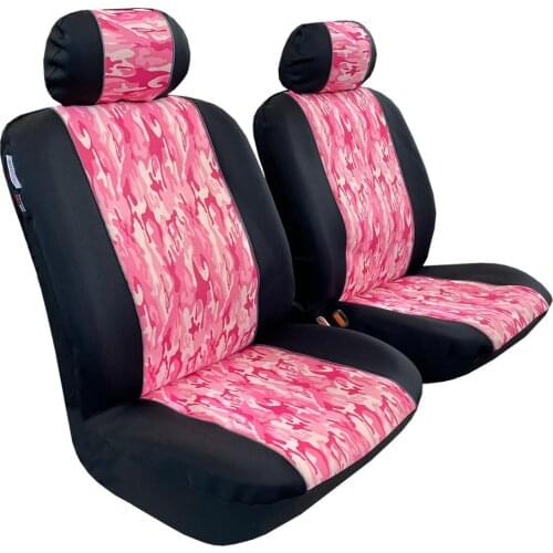 Waterproof Neoprene Seat Cover Front Set, GT Sports Design, Camo Pink/Black