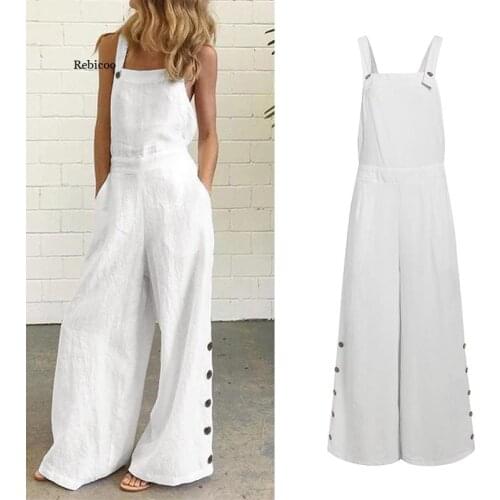 Women Summer Sexy Sleeveless Rompers Casual Loose Solid Party Playsuits Femme Backless Office Overalls 5XL Jumpsuits