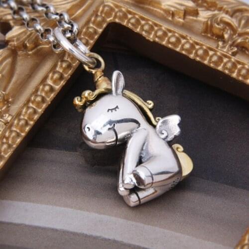 New real solid s925 sterling silver jewelry retro simple stylish stupid white rabbit woman pendant