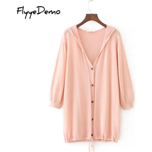 Women Sweater Coat Solid Autumn Fashion Casual Loose Knitwear Long Sleeve Cardigan Sweater Mid-Length Coat Plus Size