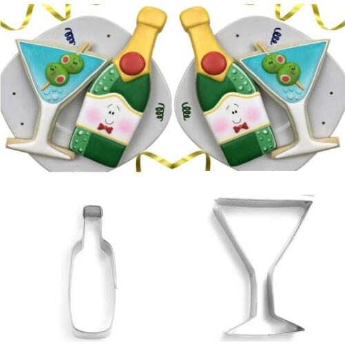 1pcs patisserie reposteria Cocktail Wine Bottle Fondant Cake Decor Metal Cookie Cutter Biscuit Cupcake Toppers Pastry Shop Mould