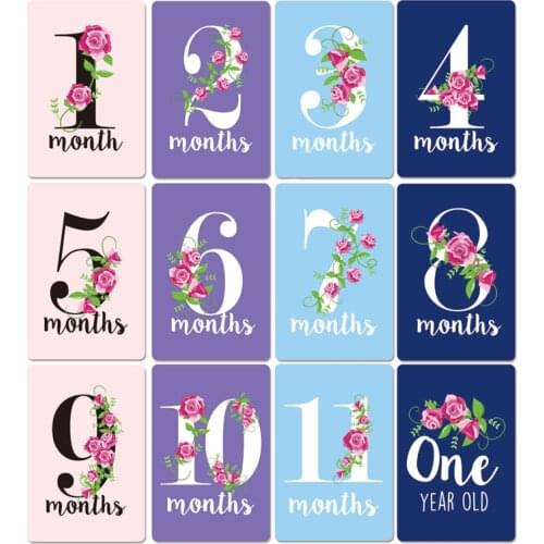 12 Pcs Baby Milestone Photo Cards - 12 PCs Photo Cards To Capture Your Babys First Year Memorable Moments Newborn Photo Props