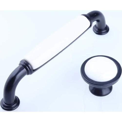 128mm modern simple silver white dresser kitchen cabinet door handles black white ceramic drawer watch tv table knobs pulls 5"