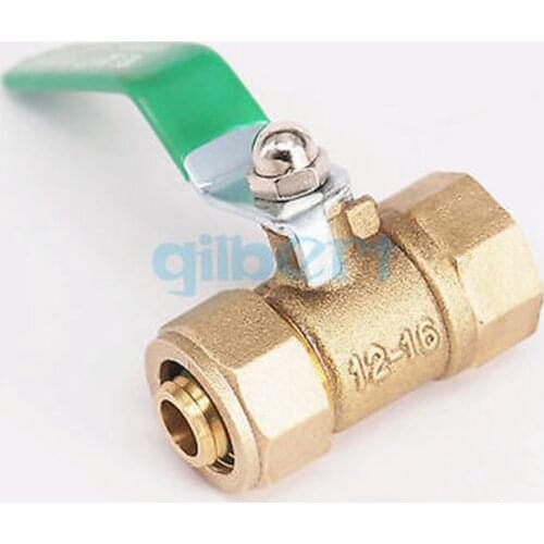 12x16mm IDxOD Pex-AL-Pex Tube x 1/2" BSP Female Brass Compression Ball Vave For Floor Heating