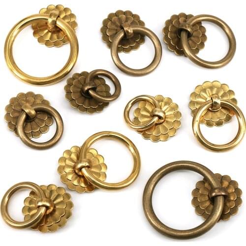 1x Antique Furniture Handles Drawer Cabinet Door Knobs Retro Brass Ring Knobs and Handles for Medicine Cabinets