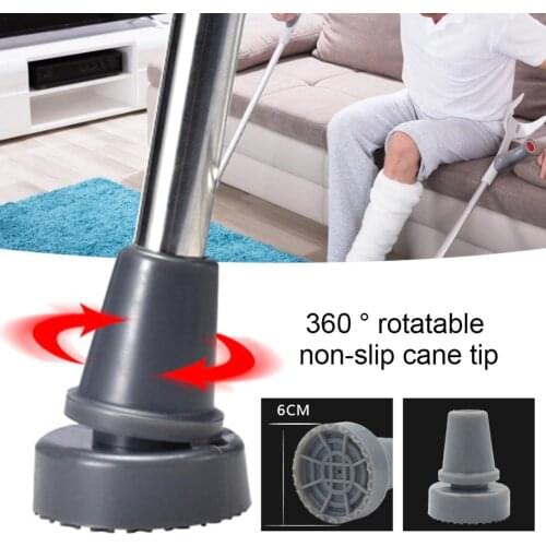 3/4 Inch 360 Rotatable Non-slip Cane Pad Replacement Reinforced Rubber Cane Tips Built-in Steel Pad Wear-resistant Cane Tip