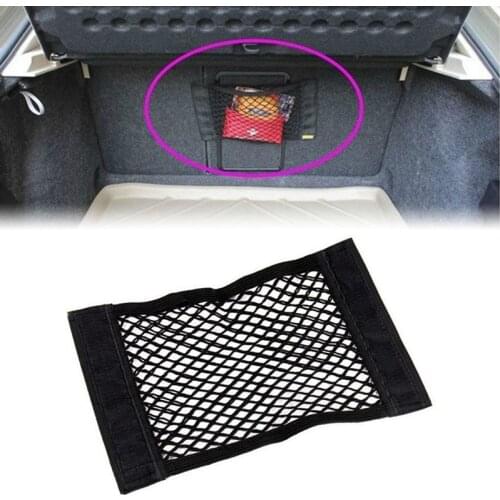 40*25cm Car Back Rear Trunk Seat Storage Bag Mesh Auto Organizer double-deck Elastic String Net Magic Sticker Pocket Bag