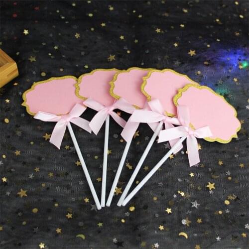 5pcs/set Blank Rainbow Bow Cake Topper Cloud Cake Flags Birthday Kids Favors Cake Decoration Cupcake Topper for Wedding Dessert