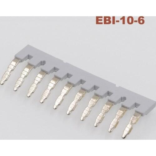 5pcs EBI10-6 Side Plug-in Connector Din Rail Terminal block UK2.5B UK5N UDK4 UKK5 UK5-TWIN Center short circuit connection strip