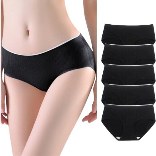 5PCS Underwear Women Plus Size Panties Girl Briefs Sexy Lingeries Calcinha Cotton Shorts Underpants Solid Panty Cueca Intimates