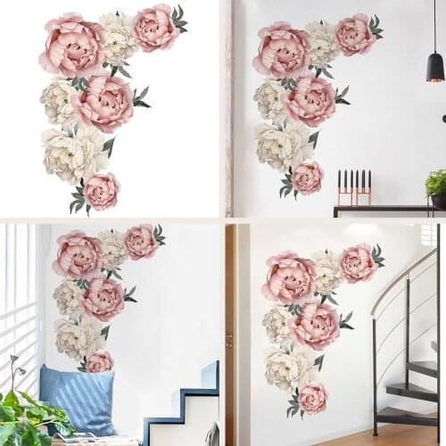 60X90CM / 60X45CM Rich Peony Sticker Classic Peony Wall Stickers For Living Room Bedroom Room Decals Mural Home Decor Wallpaper