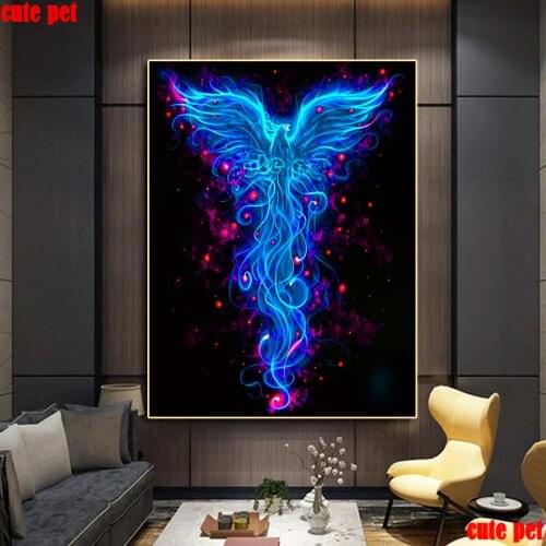 Diamond Painting Full Square Round Drill Blue Phoenix Bird Mosaic Painting Rhinestone beadwork everything for diamond embroidery