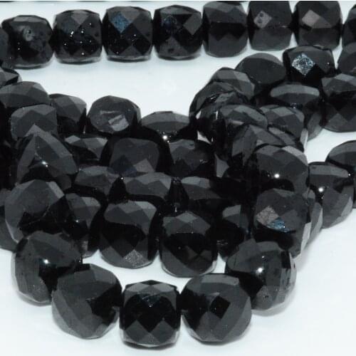 Natural Black Tourmaline Irregular Faceted Cube Beads 8.5mm+-0.2mm, Strand Length 39cm