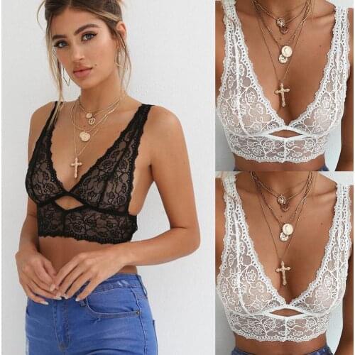 Sexy Women Deep V Floral Lace Lingerie Bralette Crop Top Unpadded e Bra Sheer Mesh Bra Fashion Underwear
