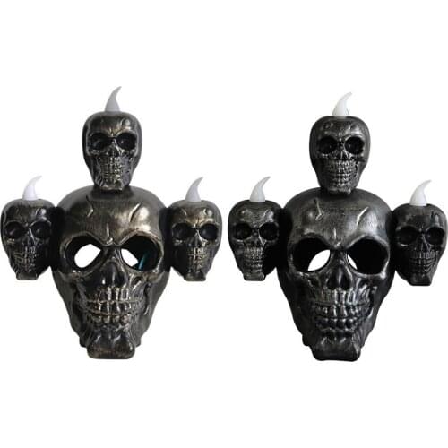 Skull Lamp Halloween Theme Scary LED Light Haunted House Decoration Props Electronic Candle Lights Incense Burner Party Props