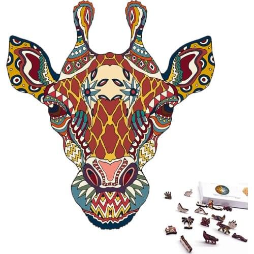 Jigsaw Puzzle Diy Wooden Toy Animal Unique Mysterious Wolf Puzzles Gift For Adults Kids Educational Interactive