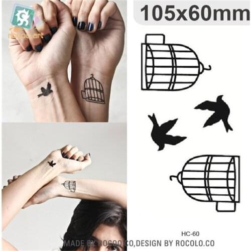 Harajuku waterproof temporary tattoos for men women Couples simple 3d bird design flash tattoo sticker Free Shipping HC1060