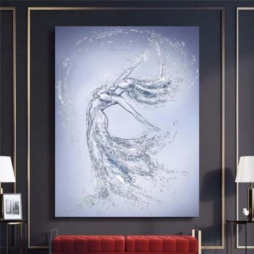 Painting Wall Art HD Printed Water Shaped Girl Poster Purple Modular Beautiful Canvas Home Decoration Pictures For Living Room