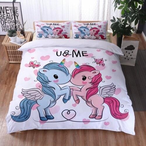 3D Printing Unicorn Quilt Cover Children Bedding Set Boy And Girl Duvet Cover Pillowcase Full Size Children’s Gift