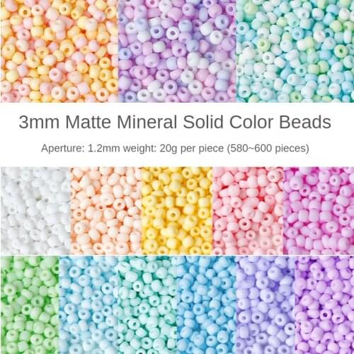 3mm Frosted Mineral Solid Color Glass Rice Beads DIY Ring Necklace Beading Material