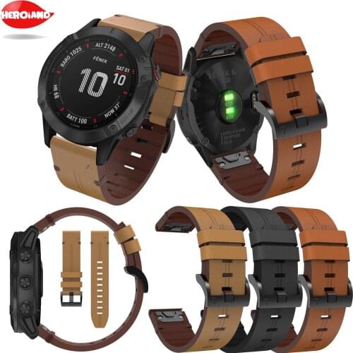 New Leather WatchBand Strap For Garmin Fenix 5 6 5X 6X Quick Fit Strap For Garmin Fenix 3 3HR 5X 5 Plus 6 Pro Forerunner 935 945