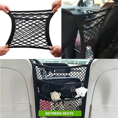 Organizer Car Storage Net With 4 Plastic Hooks Auto Seat Luggage Cargo Net Pocket