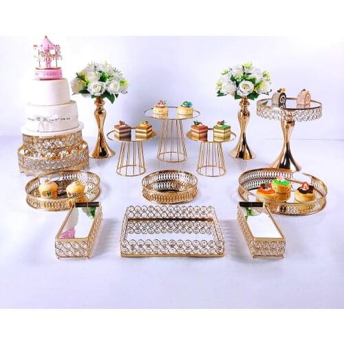 Crystal Squere Cake Stand Set Birthday Party Macaron Cupcake Rack Stand For Wedding 14pcs