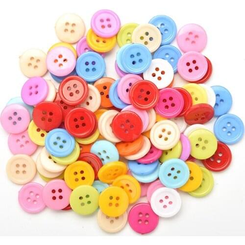 100 Pcs Resin Painting Sewing Buttons Random Mixed Assort Buttons 2 Holes Flatback Scrapbook Knopf Bouton Appliques 9-20mm